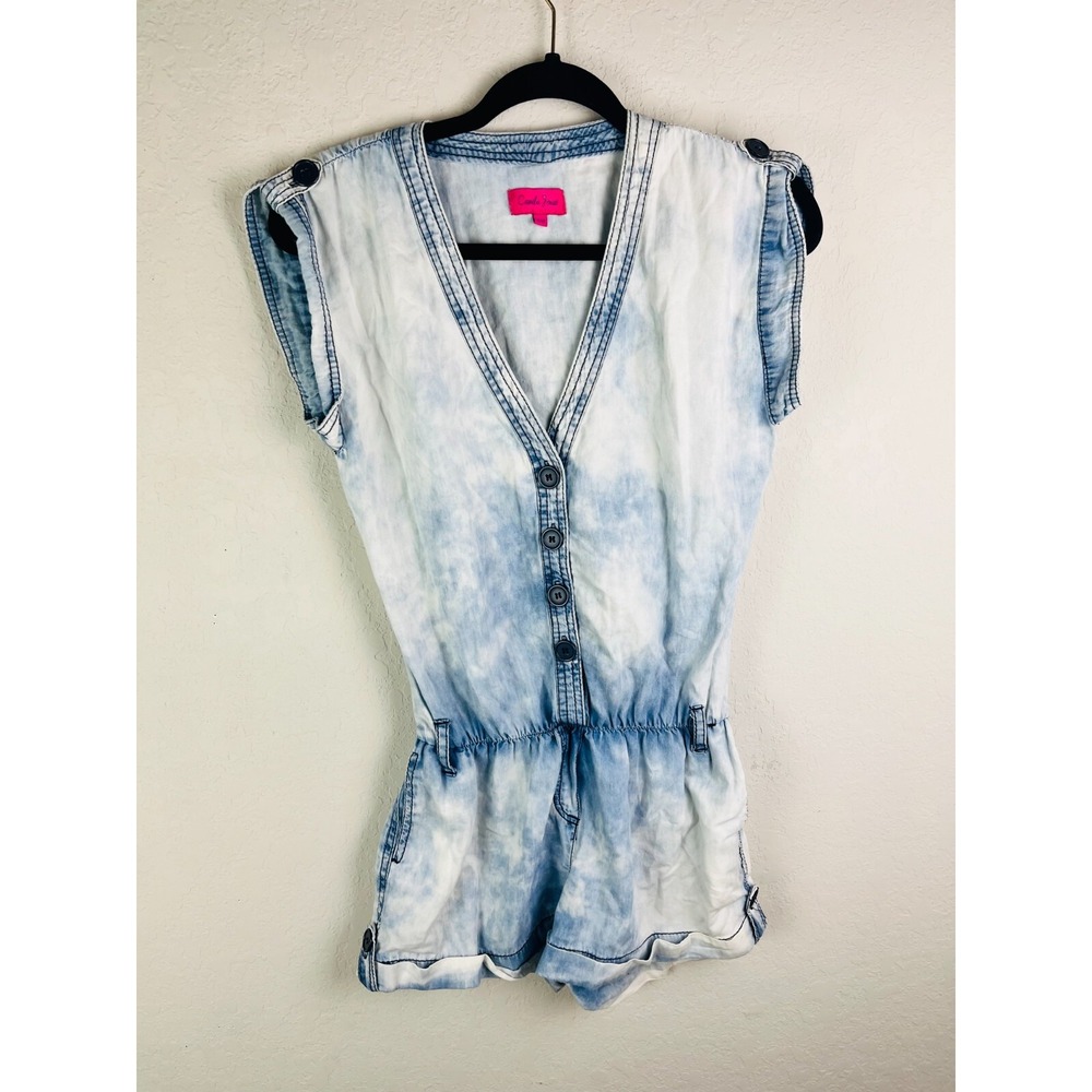 Camila Jones Summer Coverall Romper Blue Medium Short Sleeve Blue Womens‎